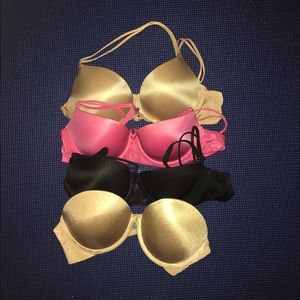 4 Victoria’s Secret push up bra 32B nude black